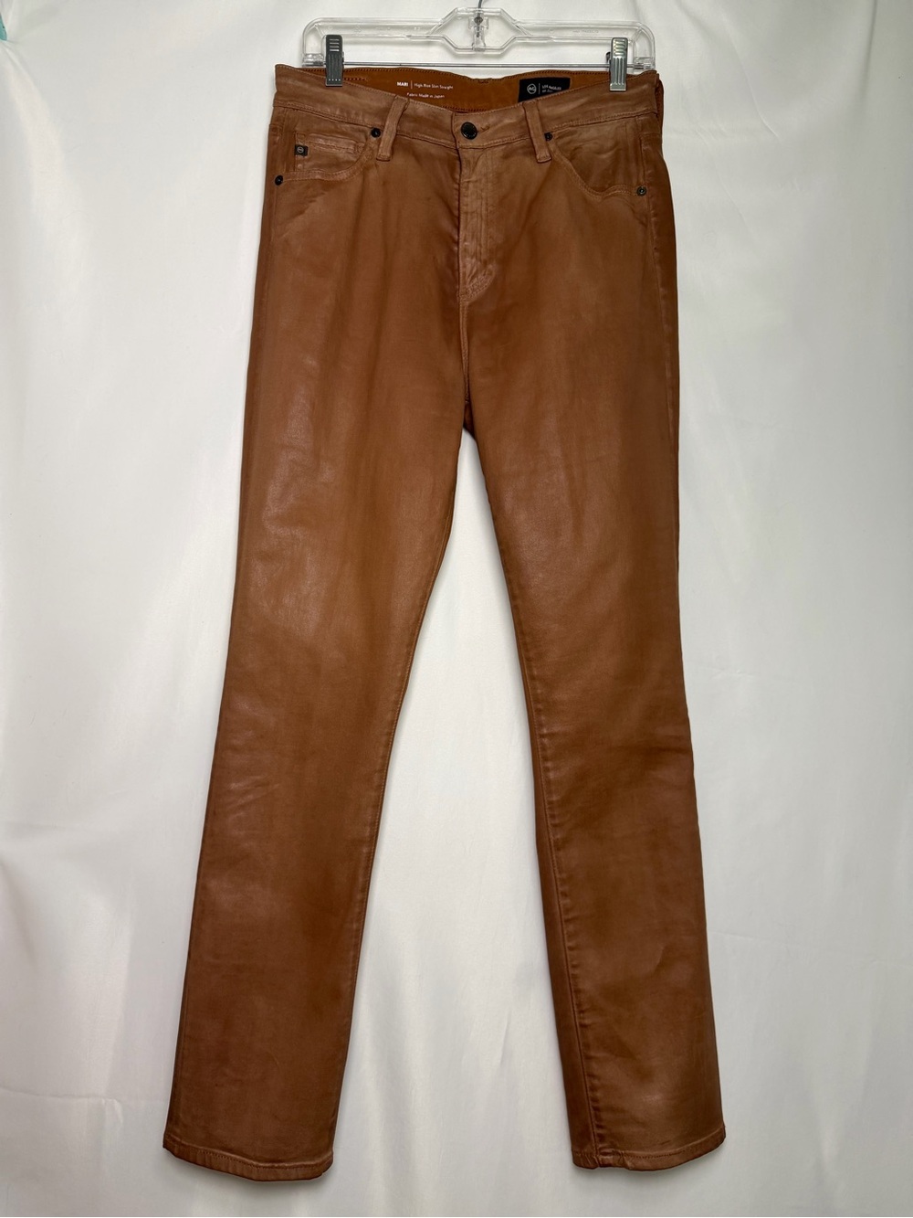 AG Jeans “Mari” Coated Brown High Rise Slim Straight Jeans 30 - Picture 11 of 11